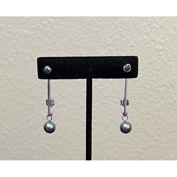 Art de Franco Swarovski Elements and Pearl Dangle Drop Post Earrings 8mm - Picture 6 of 10